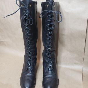 Ralph Lauren Sz 10 Black Leather Knee High Boots